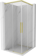 Mexen Rox Duo 95 x 95 cm Sliding Shower Cabin, Transparent, Brushed Gold - 8C2D-095-095-55-00