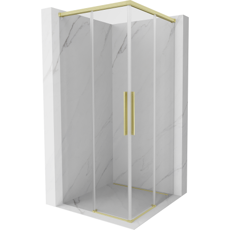 Mexen Rox Duo Sliding Shower Cabin 100 x 100 cm, Transparent, Brushed Gold - 8C2D-100-100-55-00