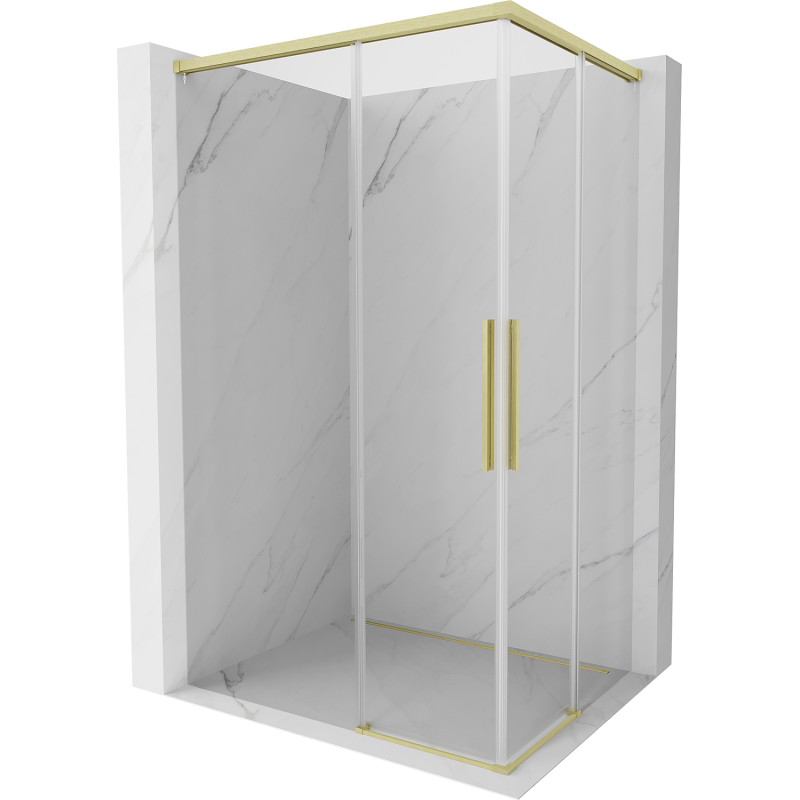 Mexen Rox Duo Sliding Shower Cabin 110 x 100 cm, Transparent, Brushed Gold - 8C2D-110-100-55-00