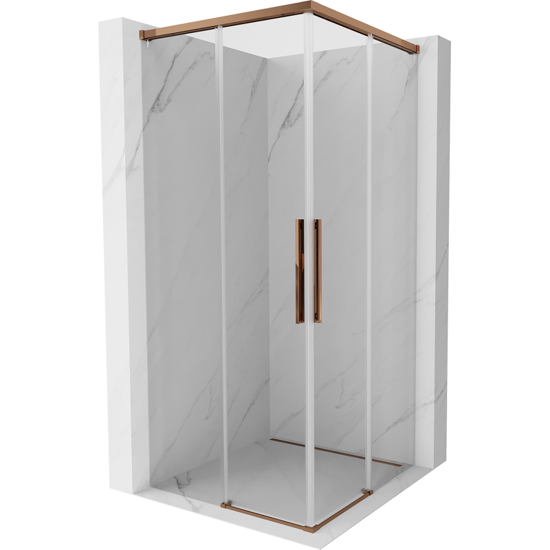 Mexen Rox Duo sliding shower cabin 80 x 80 cm, transparent, rose gold - 8C2D-080-080-60-00