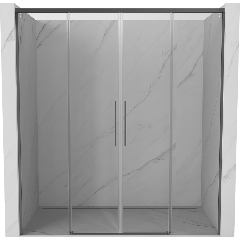 Mexen Rox sliding shower door 200 cm, transparent, gun metal - 8C2-200-002-95-00