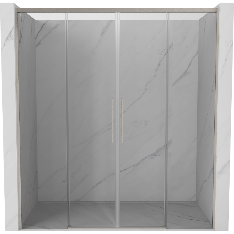Mexen Rox Duo 170 cm Sliding Shower Door, Transparent, Brushed Nickel - 8C2-170-002-97-00