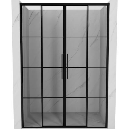 Mexen Rox Duo 160 cm Sliding Shower Doors, Black Grid, Black - 8C2-160-002-70-77