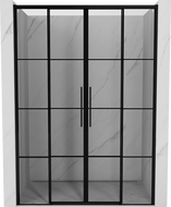 Mexen Rox Duo 160 cm Sliding Shower Doors, Black Grid, Black - 8C2-160-002-70-77