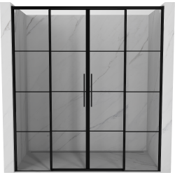 Mexen Rox sliding shower door 180 cm, black grid, black - 8C2-180-002-70-77
