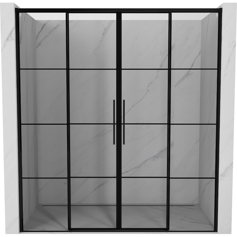 Mexen Rox Duo sliding shower doors 200 cm, black grid, black - 8C2-200-002-70-77