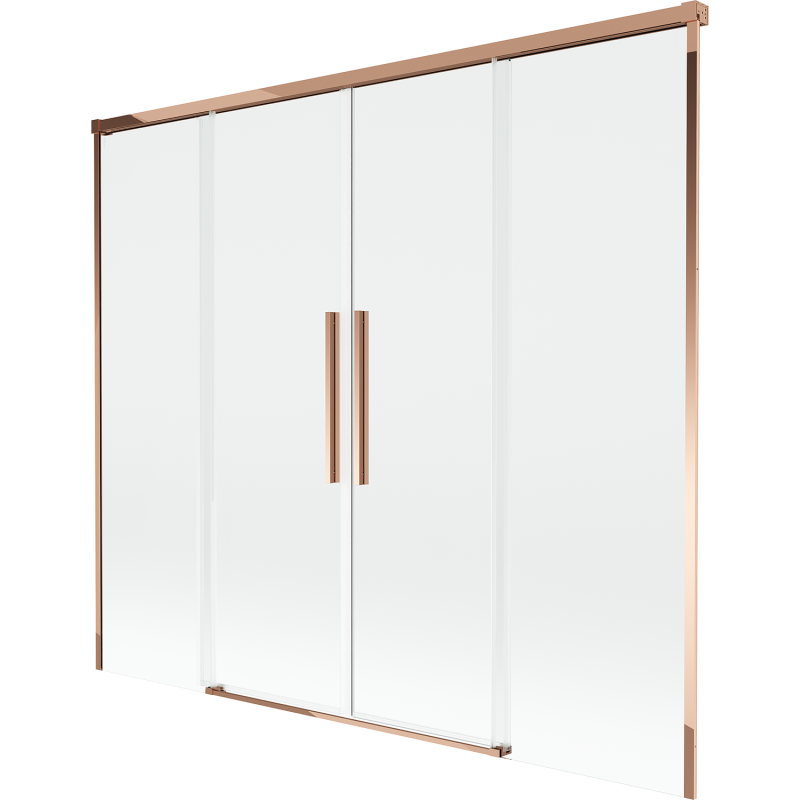 Mexen Rox 2-wing retractable shower screen 170 x 150 cm, transparent, rose gold - 8C9-170-002-60-00