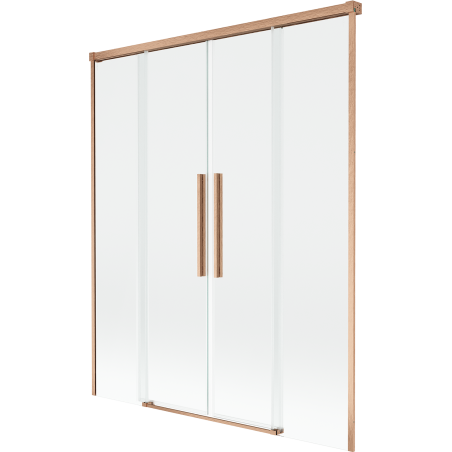 Mexen Rox 2-panel retractable bathtub screen 140 x 150 cm, transparent, brushed copper - 8C9-140-002-65-00