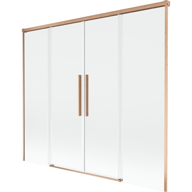 Mexen Rox 2-wing sliding bathtub screen 180 x 150 cm, transparent, brushed copper - 8C9-180-002-65-00