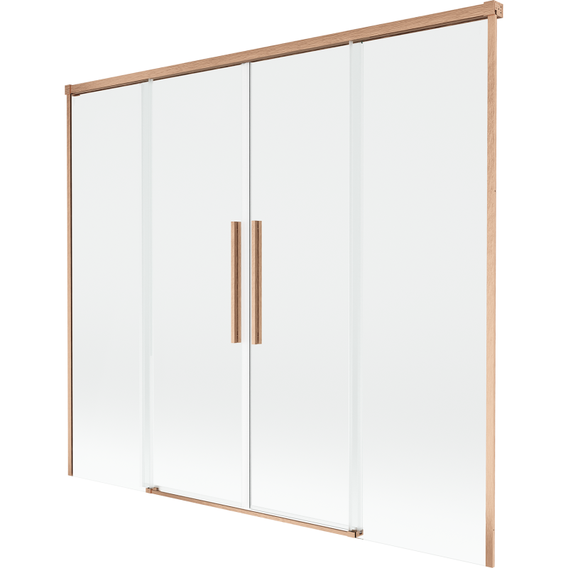 Mexen Rox 2-wing sliding shower screen 180 x 150 cm, transparent, brushed copper - 8C9-180-002-65-00