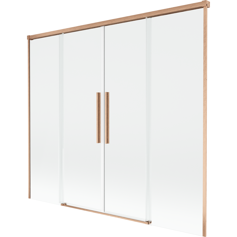 Mexen Rox shower screen 2-panel sliding 190 x 150 cm, transparent, brushed copper - 8C9-190-002-65-00