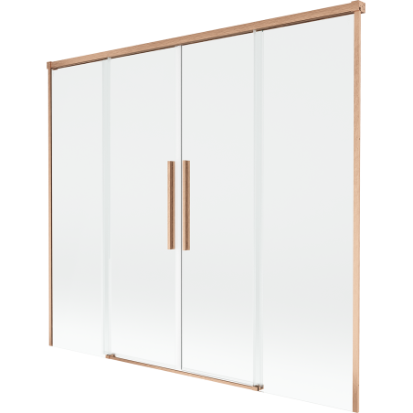 Mexen Rox shower screen 2-panel sliding 190 x 150 cm, transparent, brushed copper - 8C9-190-002-65-00