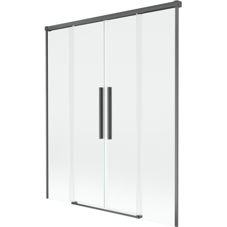 Mexen Rox 2-wing Sliding Bathtub Screen 140 x 150 cm, Transparent, Brushed Gun Gray - 8C9-140-002-66-00