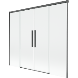 Mexen Rox 2-Panel Sliding Shower Screen 180 x 150 cm, Transparent, Brushed Gun Gray - 8C9-180-002-66-00