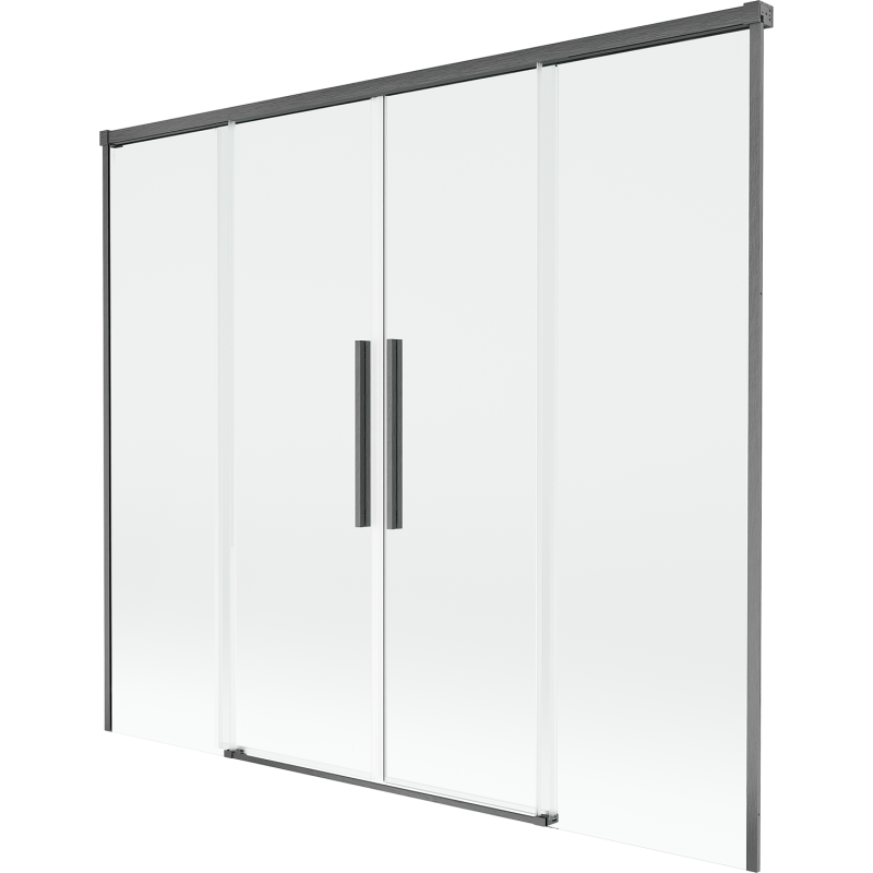 Mexen Rox 2-Panel Sliding Shower Screen 180 x 150 cm, Transparent, Brushed Gun Gray - 8C9-180-002-66-00