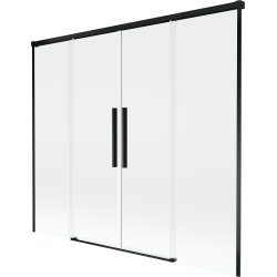 Mexen Rox 2-wing folding bath screen 190 x 150 cm, transparent, black - 8C9-190-002-70-00