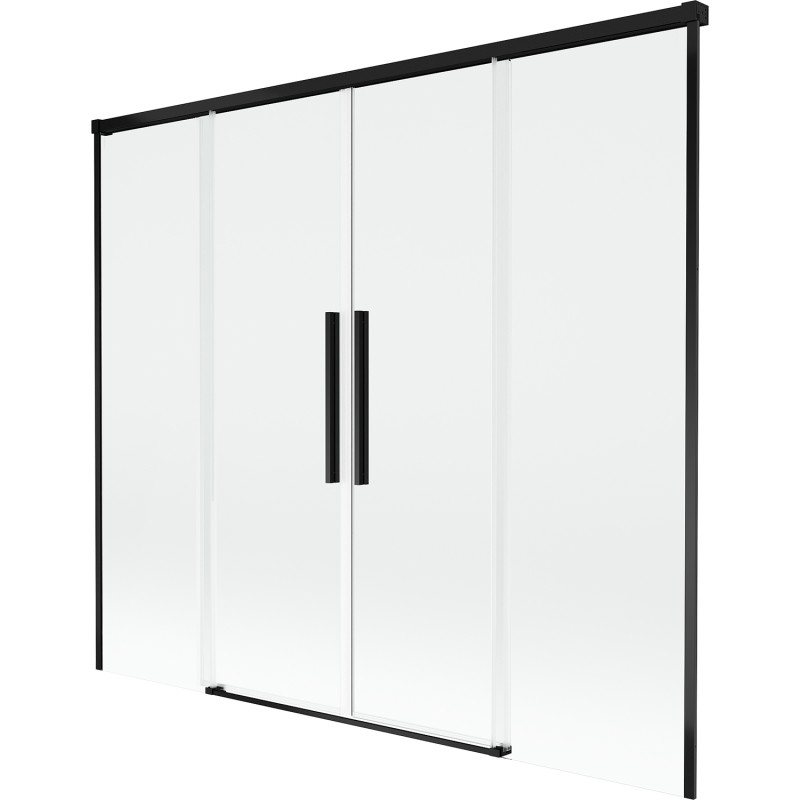 Mexen Rox 2-wing folding bath screen 190 x 150 cm, transparent, black - 8C9-190-002-70-00