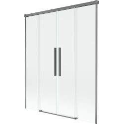 Mexen Rox 2-panel retractable shower screen 140 x 150 cm, transparent, gun metal - 8C9-140-002-95-00