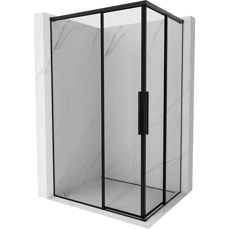 Mexen Rox Duo sliding shower cabin 80 x 75 cm, black frame, black - 8C2D-080-075-70-70