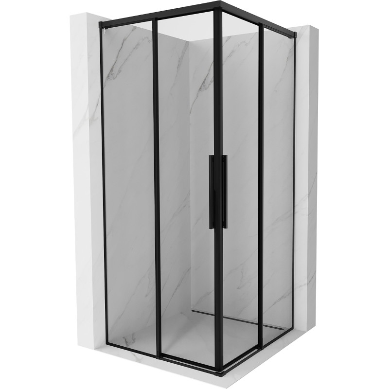 Mexen Rox Duo sliding shower cabin 85 x 85 cm, black frame, black - 8C2D-085-085-70-70