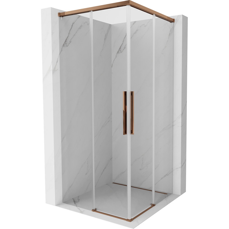 Mexen Rox Duo sliding shower cabin 110 x 110 cm, transparent, rose gold - 8C2D-110-110-60-00