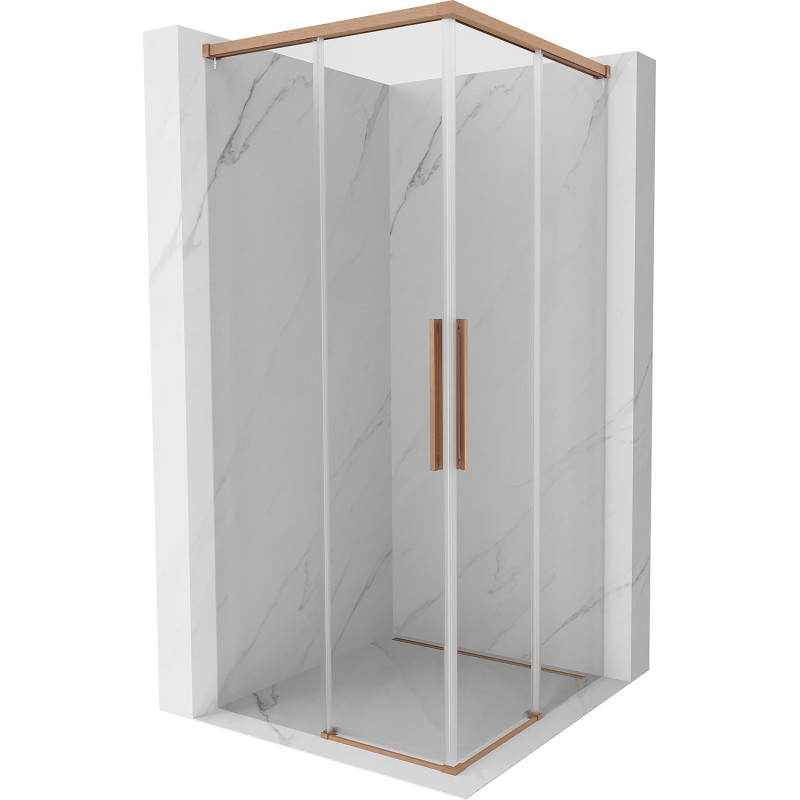 Mexen Rox Duo sliding shower cabin 75 x 75 cm, transparent, brushed copper - 8C2D-075-075-65-00