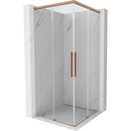 Mexen Rox Duo sliding shower cabin 75 x 75 cm, transparent, brushed copper - 8C2D-075-075-65-00