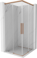 Mexen Rox Duo sliding shower cabin 75 x 75 cm, transparent, brushed copper - 8C2D-075-075-65-00