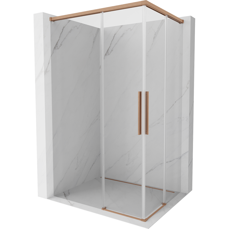 Mexen Rox Duo sliding shower enclosure 85 x 75 cm, transparent, brushed copper - 8C2D-085-075-65-00