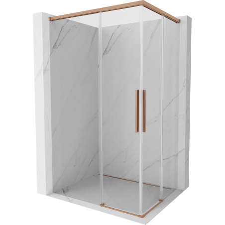 Mexen Rox Duo sliding shower enclosure 85 x 75 cm, transparent, brushed copper - 8C2D-085-075-65-00