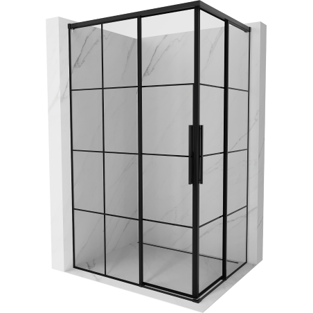 Mexen Rox Duo sliding shower enclosure 90 x 75 cm, black grid, black - 8C2D-090-075-70-77