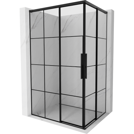 Mexen Rox Duo sliding shower cabin 95 x 75 cm, black grid, black - 8C2D-095-075-70-77