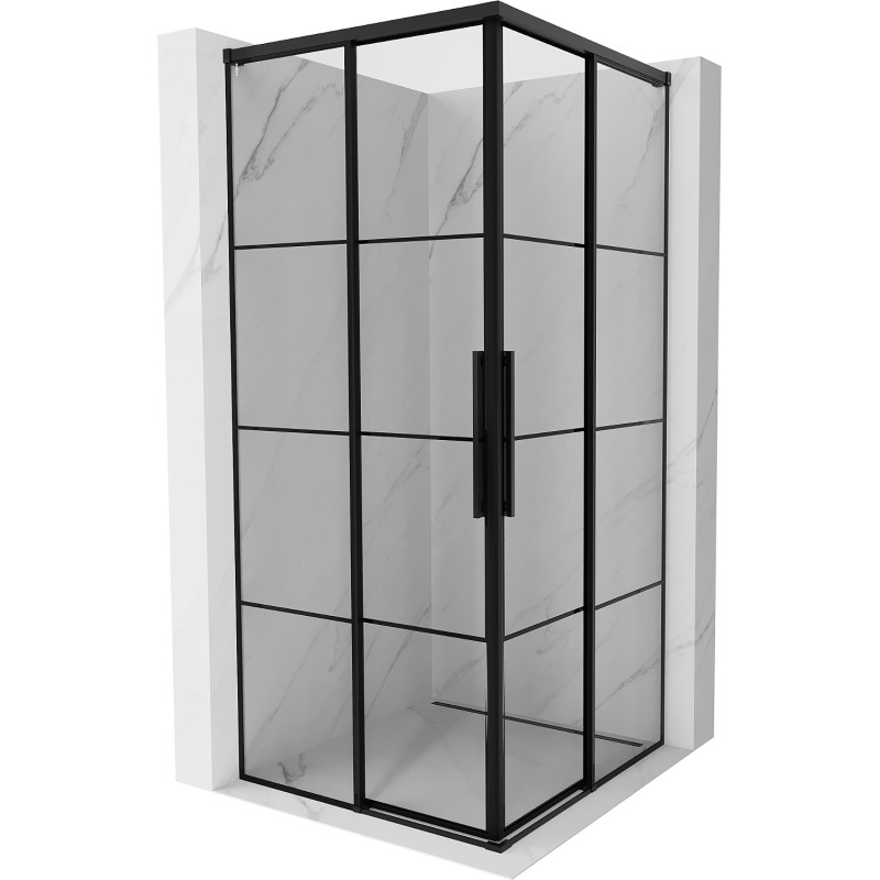 Mexen Rox Duo sliding shower cabin 80 x 80 cm, black grid, black - 8C2D-080-080-70-77
