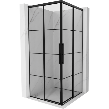 Mexen Rox Duo sliding shower cabin 80 x 80 cm, black grid, black - 8C2D-080-080-70-77