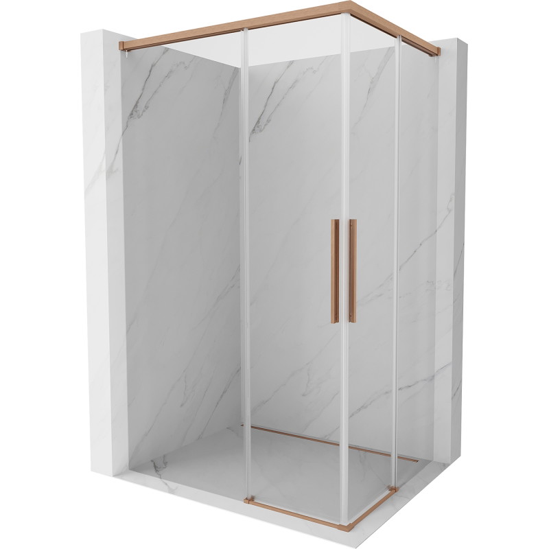 Mexen Rox Duo Sliding Shower Cabin 85 x 80 cm, Transparent, Brushed Copper - 8C2D-085-080-65-00