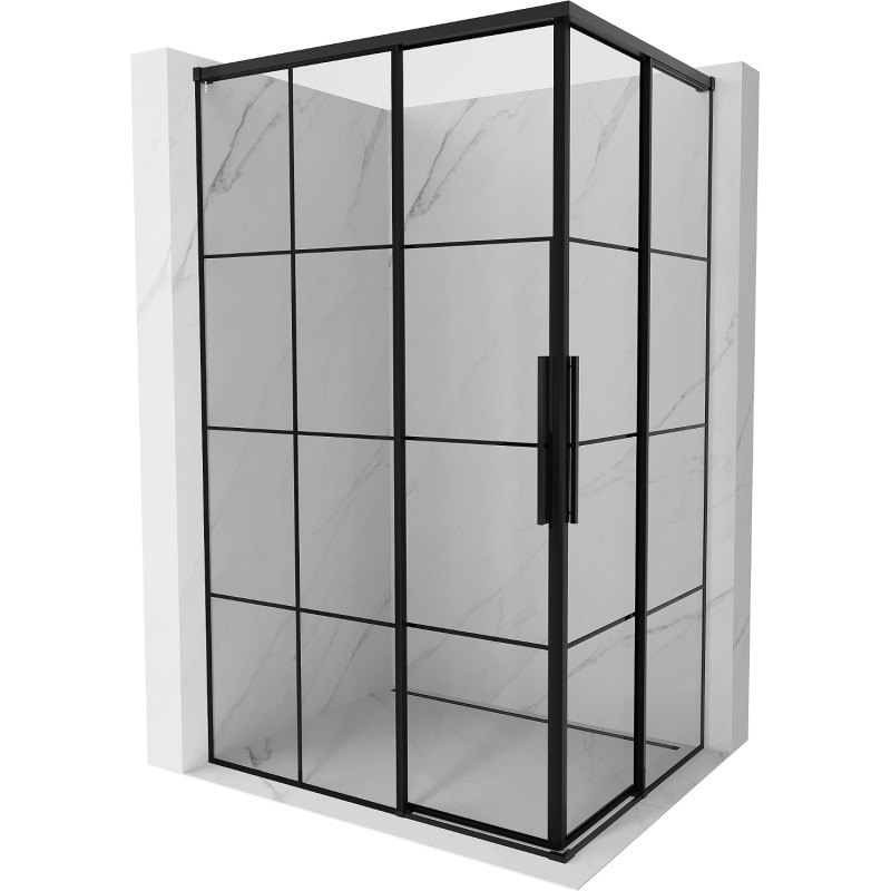 Mexen Rox Duo sliding shower cabin 120 x 90 cm, black grid, black - 8C2D-120-090-70-77
