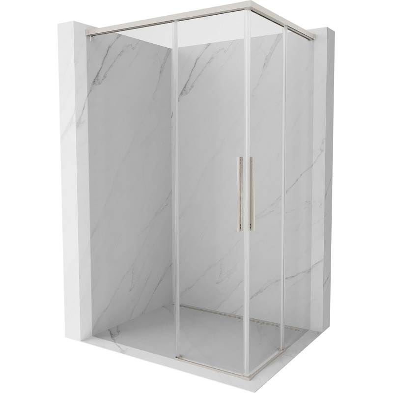 Mexen Rox Duo Sliding Shower Cabin 90 x 80 cm, Transparent, Brushed Nickel - 8C2D-090-080-97-00