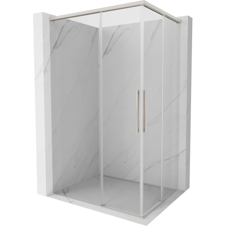 Mexen Rox Duo Sliding Shower Cabin 100 x 95 cm, Transparent, Brushed Nickel - 8C2D-100-095-97-00