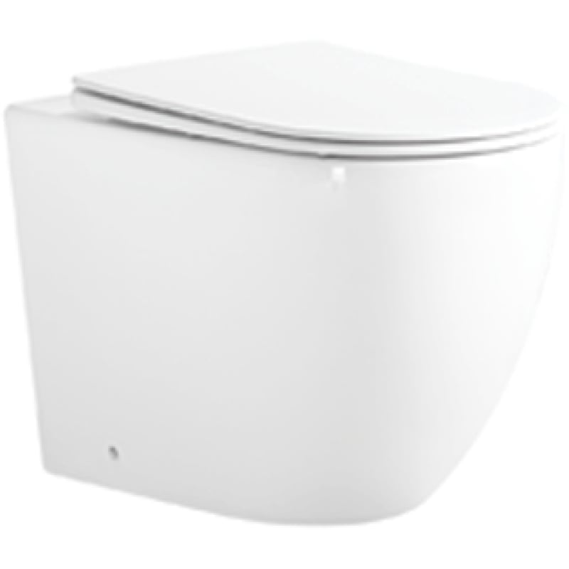Mexen Lena Rimless Tornado Floor-Standing Toilet Bowl with Slim Soft-Close Seat, Duroplast, Glossy White - 3222T4000