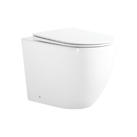 Mexen Lena Rimless Tornado Floor-Standing Toilet Bowl with Slim Soft-Close Seat, Duroplast, Glossy White - 3222T4000