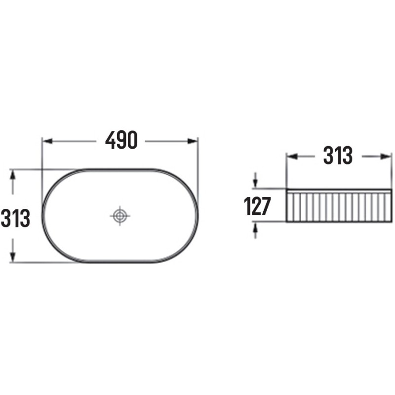 Mexen Grovo countertop washbasin ribbed 49 x 31 cm, black matte - 22304985