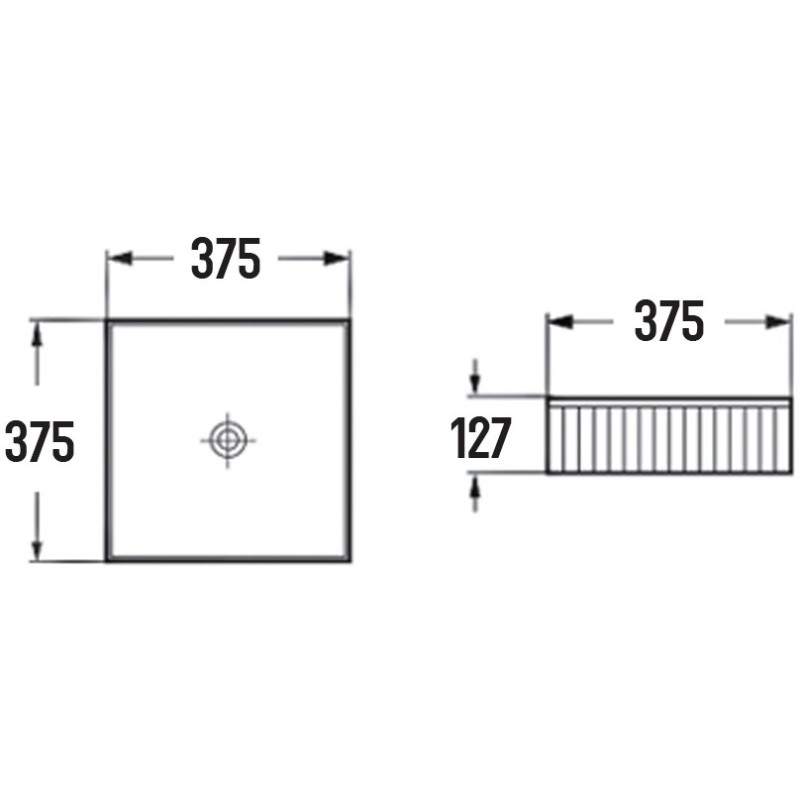 Mexen Grovo countertop basin fluted 37 x 37 cm, white - 22303700