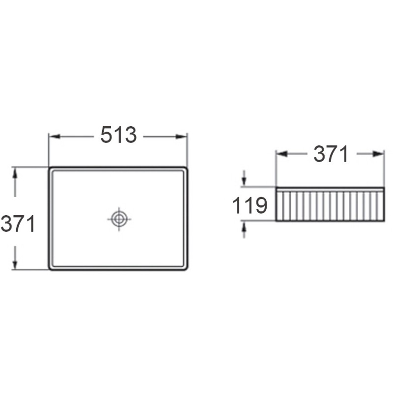 Mexen Grovo countertop washbasin fluted 51 x 37 cm, white - 22305100