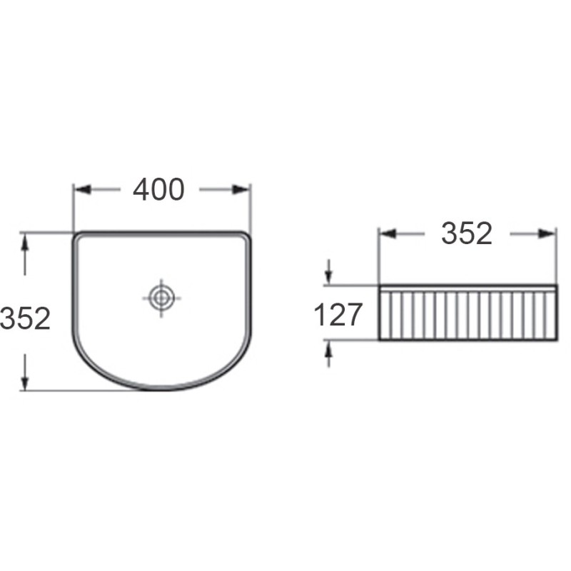 Mexen Grovo countertop fluted washbasin 40 x 35 cm, white - 22304000