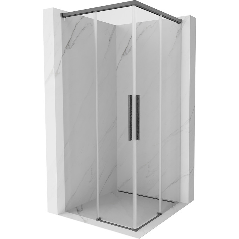 Mexen Rox Duo sliding shower cabin 80 x 80 cm, transparent, brushed gun gray - 8C2D-080-080-66-00