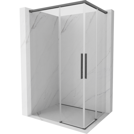 Mexen Rox Duo Sliding Shower Cabin 90 x 85 cm, Transparent, Brushed Gun Gray - 8C2D-090-085-66-00