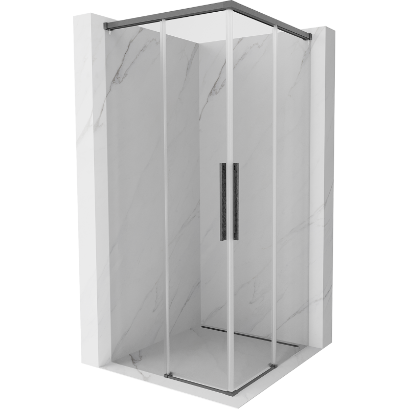 Mexen Rox Duo sliding shower cabin 95 x 95 cm, transparent, brushed gun gray - 8C2D-095-095-66-00