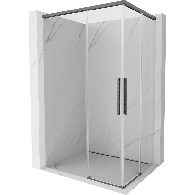 Mexen Rox Duo sliding shower cabin 100 x 95 cm, transparent, brushed gun gray - 8C2D-100-095-66-00