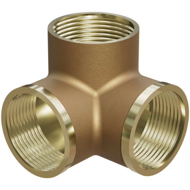 Mexen BRASS 3D Brass Tee 1/2 FF x 1/2 FF x 1/2 FF - W97425-121212