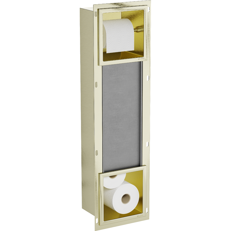Mexen X-Wall-BP Toilet Paper Holder with Magazine, Brushed Gold - 1954